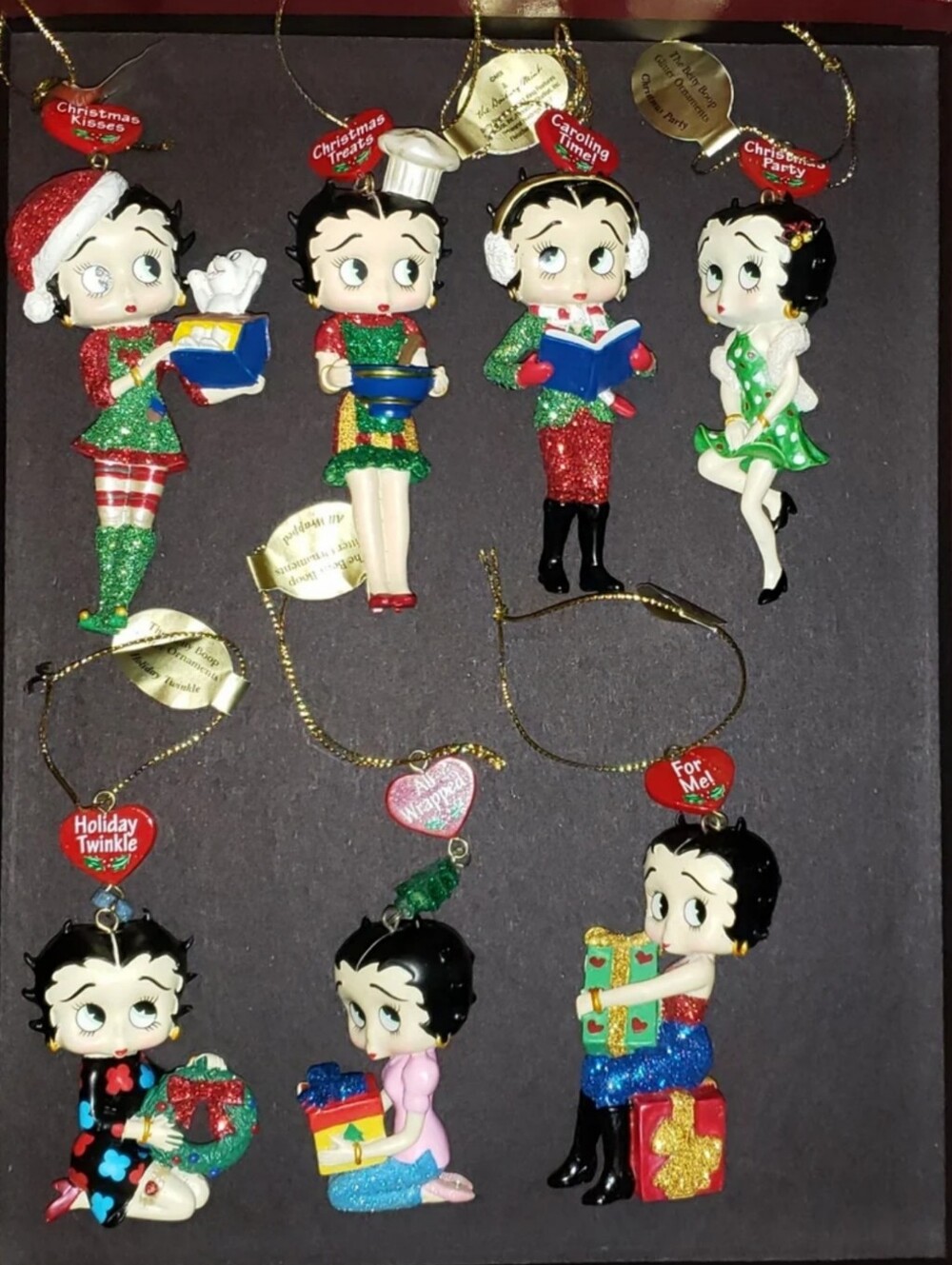 Danbury Mint The Betty Boop Glitter Ornaments Lot Of Seven (7)